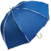 SJ-2022 [ドーム 完全100％遮光 UVカット UPF50+ ストライプパイピング付きデニムパイピング 58cm ジャンプ 長傘 レディース インディゴ]