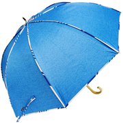 SJ-2022 [ドーム 完全100％遮光 UVカット UPF50+ ストライプパイピング付きデニムパイピング 58cm ジャンプ 長傘 レディース ブルー]