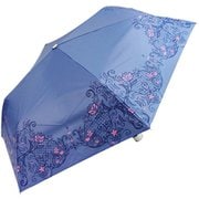 SM-2021 [完全100％遮光 UVカット UPF50+ シルバーラメ入りゴシックレース 50cm 手開き 折りたたみ傘 レディース ブルー]