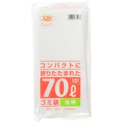 ゴミ袋 nocoo コンパクト 透明 70L ツルツル素材 10枚入 80×90cm 厚さ0.028mm C7C