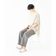 b2c ルームウェア リネン ストレートパンツ グレー int003-002