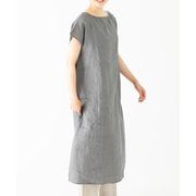 b2c ルームウェア リネン ビッグシルエットワンピース グレー int006cgy