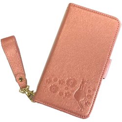 AC-P20-CAT2 PK [iPhone SE（第2世代）/8/7 4.7インチ用 シャイニーCAT 柄手帳ケース ストラップ付き ピンク]