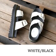 サンダル レディース 厚底サンダル BULLET JAM BJ-6117 Wバックルベルト ホワイトブラック LLサイズ(25.0~25.5cm)