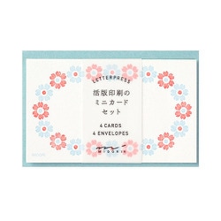 ヨドバシ Com ミドリ Midori カードセット 名刺サイズ 活版 花フレーム柄 水色 通販 全品無料配達