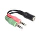 3.5mm ヘッドセット 変換アダプター 4極を3極×2へ P-4X3
