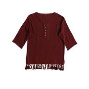 ロングシャツ レディース IMJ-0431 フリンジクルタ RED