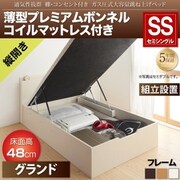 組立設置付 通気性抜群 棚コンセント付 跳ね上げベッド Prostor 薄型プレミアムボンネルコイルマットレス付き 縦開き 対応寝具幅:セミシングル 対応寝具奥行:レギュラー丈 深さ:グランド フレームカラー:ナチュラル YS-112807