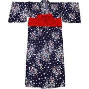 EC300714-2 [レディース 浴衣 仕立て上がり品 作り帯つき 2点セット 綿麻素材 夏着物 紺地×しぼり風]