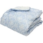 ウォッシャブルケット 肌掛け布団 ダマスク柄 サックス シングルロングサイズ（約150×210cm） WKN101527-76