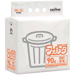 ゴミ袋 環優包装 フォルタ 透明 90L ツルツル素材 薄口 100枚 90×100cm 厚さ0.035mm FU9C