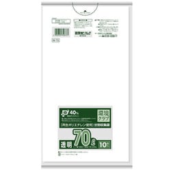 ゴミ袋 環境クラブ 透明 70L ツルツル素材 10枚入 80×90cm 厚さ0.040mm W73