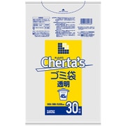 ゴミ袋 チェルタス 透明 45L ツルツル素材 30枚入 65×80cm 厚さ0.030mm H68
