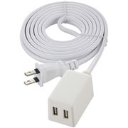 HS-3MUSB2.4X2 [コードが長いUSB充電器 USB2個口 3m 白]