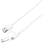 変換コネクタ付 2Wayケーブル 2A出力 micro USB+Type-C 0.5m ホワイト BUS2W050WH