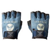 レーシンググローブ デニムネイビー L-XL HOUSTON HTVG-2013S メッシュレザー半指グローブ DENIM NAVY L-XL