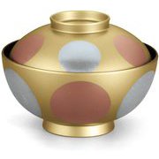 お椀 TA4.5寸仙才雑煮椀 金内黒/銀銅日月 OL-28-6