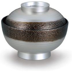 お椀 TA4.5寸乱引雑煮椀 絞り墨入れ銀内黒 OL-45-2