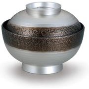 お椀 TA4.5寸乱引雑煮椀 絞り墨入れ銀内黒 OL-45-2