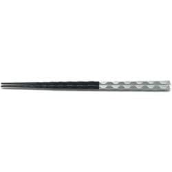 箸 PBT 23.5cm細亀甲一刀彫箸黒/銀 OL-53-4
