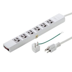 電源タップ 雷ガード マグネット 6個口 5m 3ピン 抜け止め 一括スイッチ 通電確認ランプ 雷ガード確認ランプ ブレーカー搭載 3P/2P変換アダプタ付き 絶縁キャップ付き アース端子付き アースターミナル ホワイト TAP-SP36MG-5