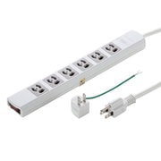 電源タップ 雷ガード マグネット 6個口 5m 3ピン 抜け止め 一括スイッチ 通電確認ランプ 雷ガード確認ランプ ブレーカー搭載 3P/2P変換アダプタ付き 絶縁キャップ付き アース端子付き アースターミナル ホワイト TAP-SP36MG-5