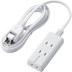 磁石タップ コンセント 電源タップ たこあし 磁石付き 3個口（内3ピン1） 2m ホワイト T-KM01-2320WH