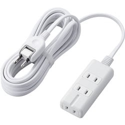 磁石タップ コンセント 電源タップ たこあし 磁石付き 3個口（内3ピン1） 5m ホワイト T-KM01-2350WH