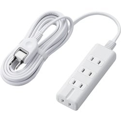 磁石タップ コンセント 電源タップ たこあし 磁石付き 4個口（内3ピン1） 3m ホワイト T-KM01-2430WH