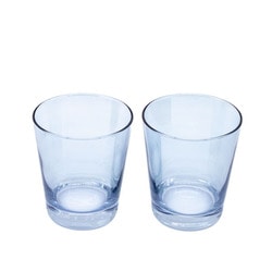 大塚硝子 日本製 虹のグラスタンブラー 硝子 コップ ペア ひとり暮らしセット 高さ91mm 容量260ml ブルー 6740-AITO-BL2