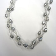 ジュエリー 淡水パール 3WAY ネックレス グレー