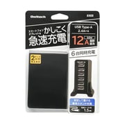 急速充電器 USB Type-A×6ポート 60W 合計出力12A 専用スタンド付属 スマートIC搭載 ブラック OWL-ACU6S60W-BK