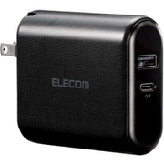 モバイルバッテリー リチウムイオン電池 AC一体型 3A Type-C出力1ポート/USB-A出力1ポート PSE適合 5000mAh ブラック DE-AC03-5000BK
