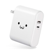 モバイルバッテリー リチウムイオン電池 AC一体型 3A Type-C入出力1ポート/USB-A出力1ポート PSE適合 10000mAh ホワイトフェイス DE-AC04-10000WF