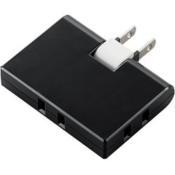 電源タップ 2ピン 3個口 薄型トリプルタップ スイングプラグ 黒 T-TR03-2300BK