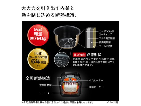 日立 - 【新品】日立 炊飯器(5．5合炊き) フロストブラック RZ-W100DM-K Amazon | 日立 炊飯器 5.5合 圧力IH ふっくら御膳 蒸気カット 40