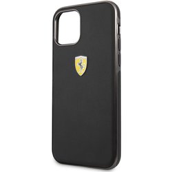 iPhone 11 用 フェラーリ 公式ライセンス PUレザー 背面ソフトケース ブラック FESSCHCN61BK