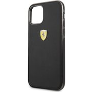 iPhone 11 Pro Max用 フェラーリ 公式ライセンス PUレザー 背面ソフトケース ブラック FESSCHCN65BK