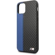 iPhone 11 用 BMW 公式ライセンス PUカーボン ソフトレザー 背面ケース ブルー BMHCN61MCARBL