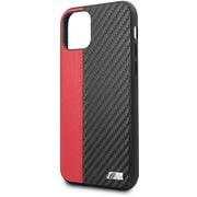 iPhone 11 用 BMW 公式ライセンス PUカーボン ソフトレザー 背面ケース レッド BMHCN61MCARRE