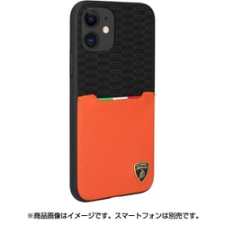 iPhone 11 用 ランボルギーニ 公式ライセンス 本革+スエード調皮革 背面ケース オレンジ LB-TPUPCIP11-UR/D8-OE