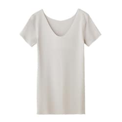 KIREILABO 完全無縫製 COOL さらさら強撚綿 2分袖インナー ライトグレー LL KL7452