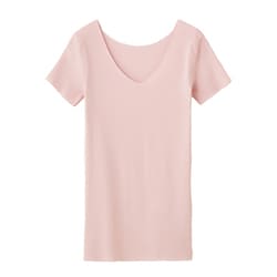 KIREILABO 完全無縫製 COOL さらさら強撚綿 2分袖インナー スモークピンク L KL7452