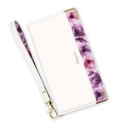 AQUOS sense3用 フラワー手帳型ケース エレガンテ/ホワイト BL-AQSE301WH