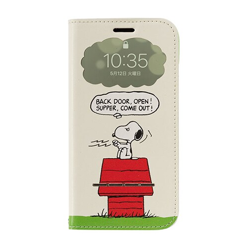 Iphone 11 Xr 用 フリップ窓付きダイアリーケース Peanuts ピーナッツ スヌーピー ごはん皿 Iphone用ケース