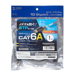 LANケーブル 1m CAT6A シールド付き グレー 爪折れ防止 耐ノイズ 難燃素材 耐温度 PoE対応 より線 STP ストレート結線 RJ45 KB-T6ASTP-01GY