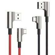 Impulse Braided 90°Type-A to Type-C ケーブル 1m 2本組み ブラック/レッド CB-CmD32-BKRD