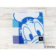 38-1110060B [Disney チェッカーボード＋2 タオルハンカチ 25cm×25cm ブルー]