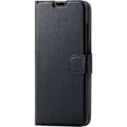 Galaxy A41 用 ソフトレザーケース/薄型/磁石付/ステッチ/ブラック PM-G202PLFU2BK
