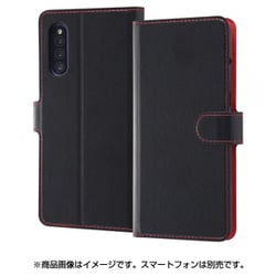 Galaxy A41 用 手帳型ケース シンプル マグネット ブラック/レッド RT-GA41ELC1/BR